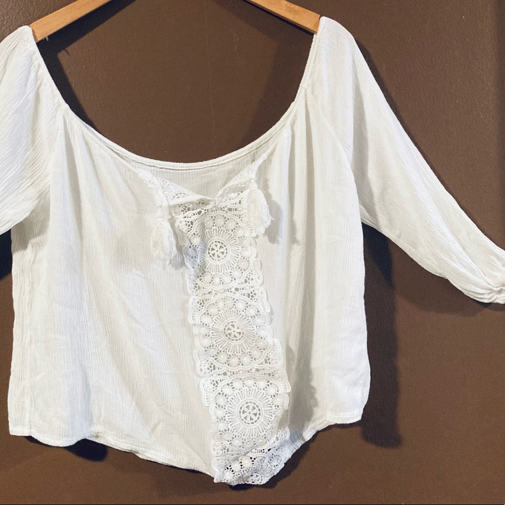 Pure White Lace Patchwork Blouse - Chic